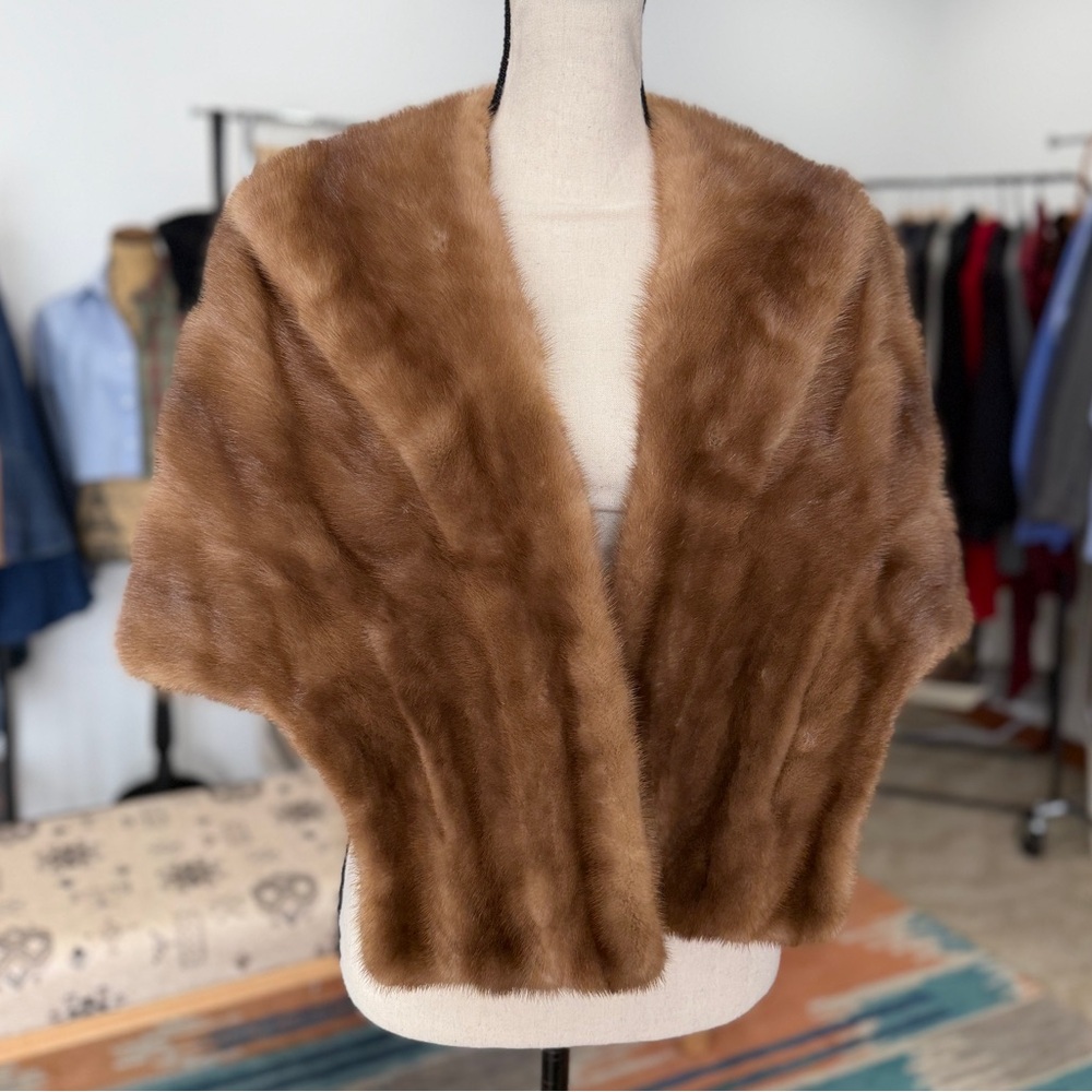 Vintage Mink Fur Cape Shawl Coat